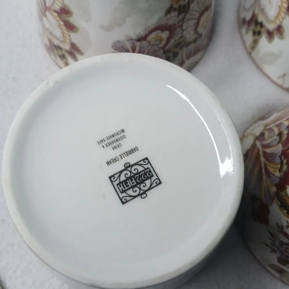 4 Gabrielle Cream Individual Appetizer Bowls Porcelain 222 Fifth Discontinued